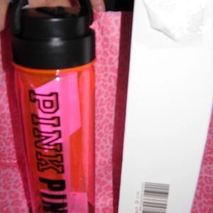 VICTORIA'S SECRET PINK WATER BOTTLE TRAVEL MUG TUMBLER RARE NEON PINK NIB